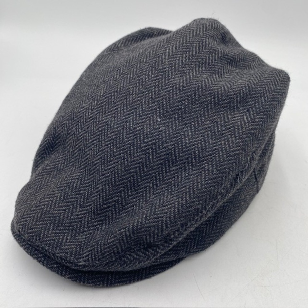 Unbranded Herringbone Flat Cap Newsboy Hat Mens Small Grey Wool Blend Ivy Cabbie